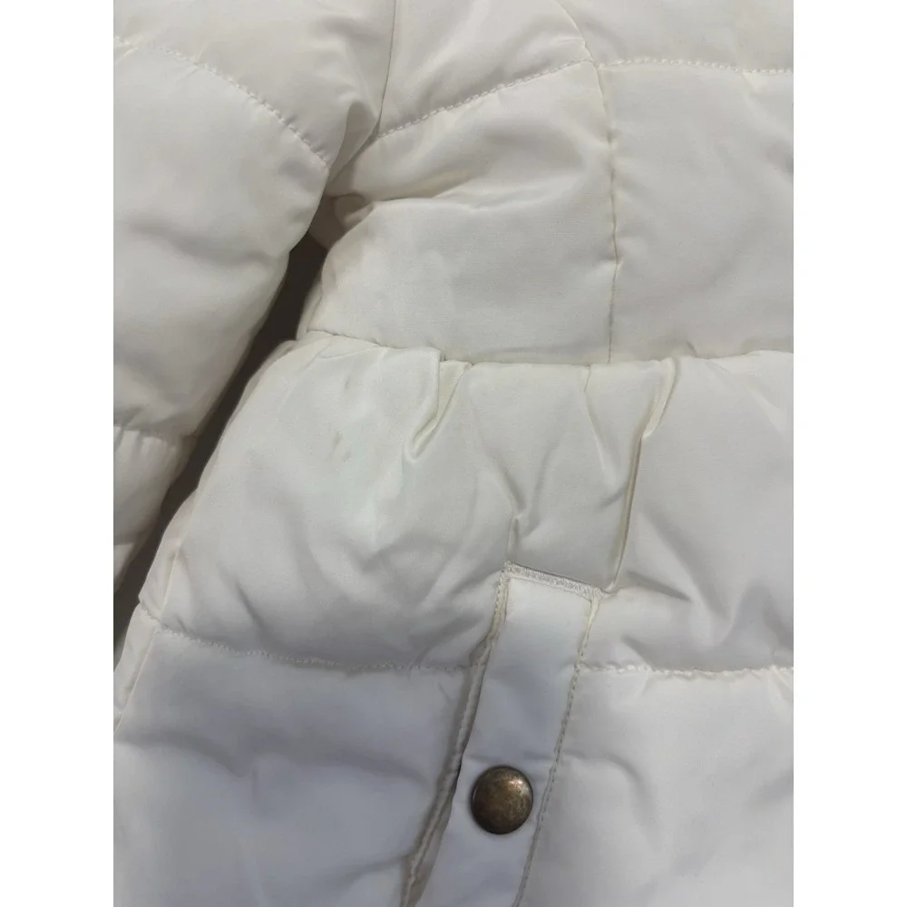 Janie And Jack Faux Fur Trimmed Puffer Coat Girls Sz 18 -24 Months Cream